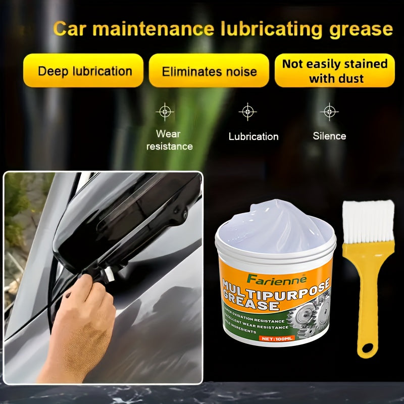 Multi-Purpose Grease with Brush 3.38 oz Garage Door Hinge Lubricant for Car Automobile Ship Industrial Metal Parts Bearing Chain