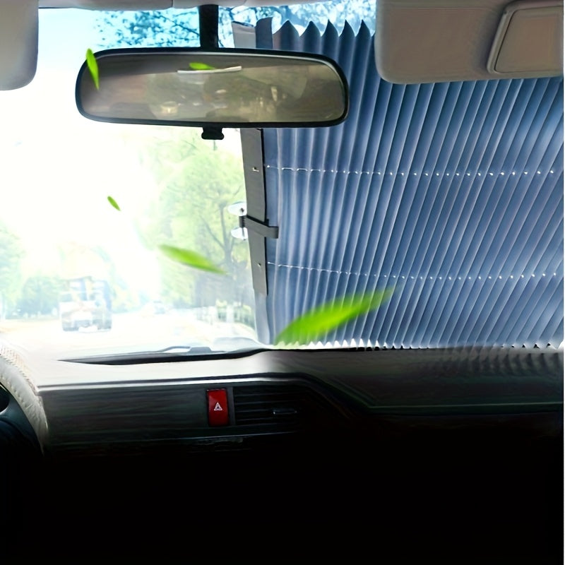 Windshield Sunshade Retractable Aluminum - Auto Adjustable UV Protection & Thermal Insulation, Lightweight Telescoping Sun Shade for Most Car Windshields