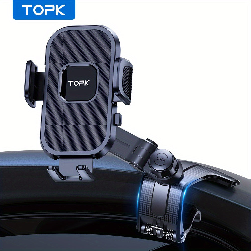Car Phone Holder Mount, 360° Adjustable Dashboard Cell Phone Mount with Anti-Slip Silicone Clip, Multi-Angle Stable Automotive Smartphone Cradle for All Phones