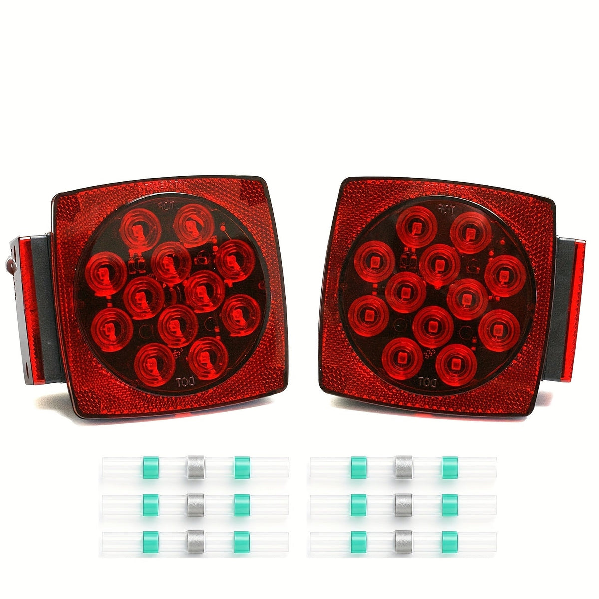 12V LED Trailer Tail Lights – Square Stop, Turn Signal, Brake & License Plate Light Kit for Trailers Under 80", Boat, RV, Camper & Utility Trailer
