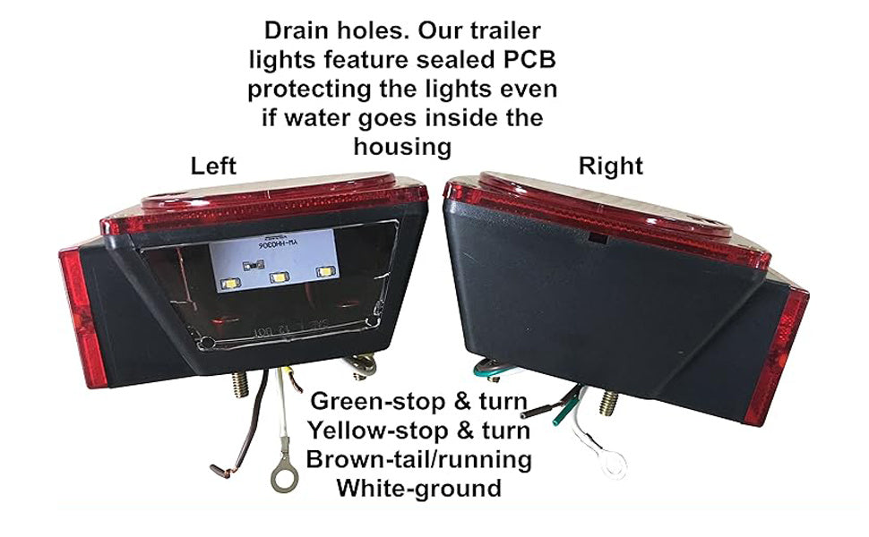 12V LED Trailer Tail Lights – Square Stop, Turn Signal, Brake & License Plate Light Kit for Trailers Under 80", Boat, RV, Camper & Utility Trailer
