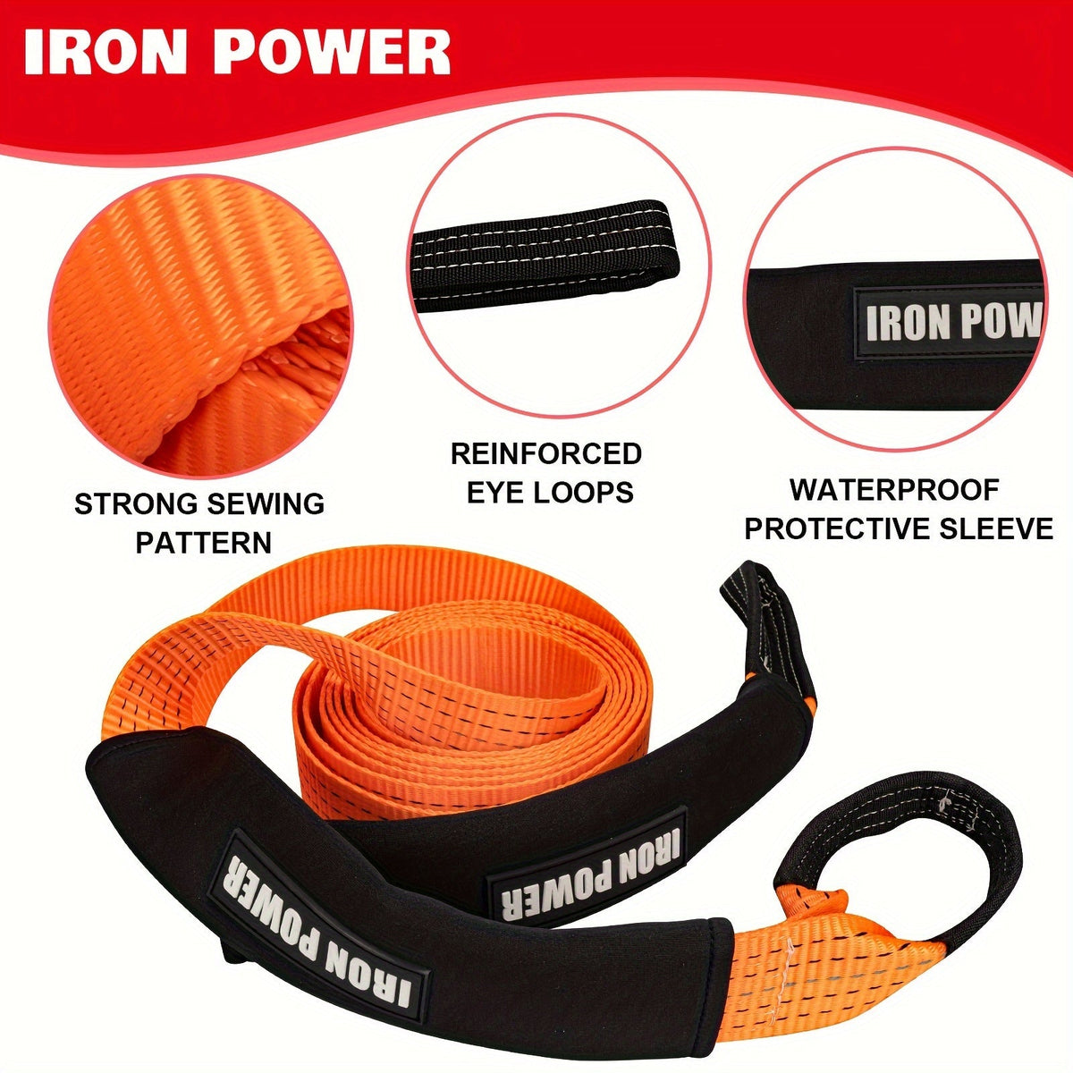 Tow Strap Kit 2" x 20ft with D Ring Shackles – Heavy Duty Emergency Towing Rope for Truck, SUV & Off-Road Recovery, Includes 2 x 1/2" D-Ring Shackles