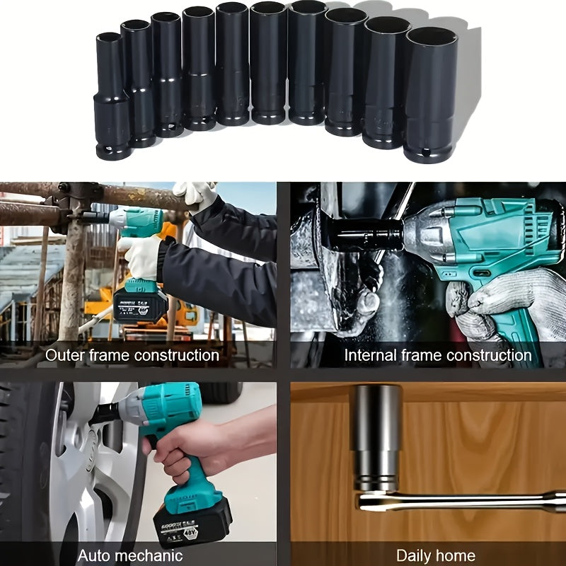 20-Piece 1/2" Drive Metric Deep Impact Socket Set 8mm–32mm – CR-V Hex Sockets for Electric Wrench & Automotive Repair