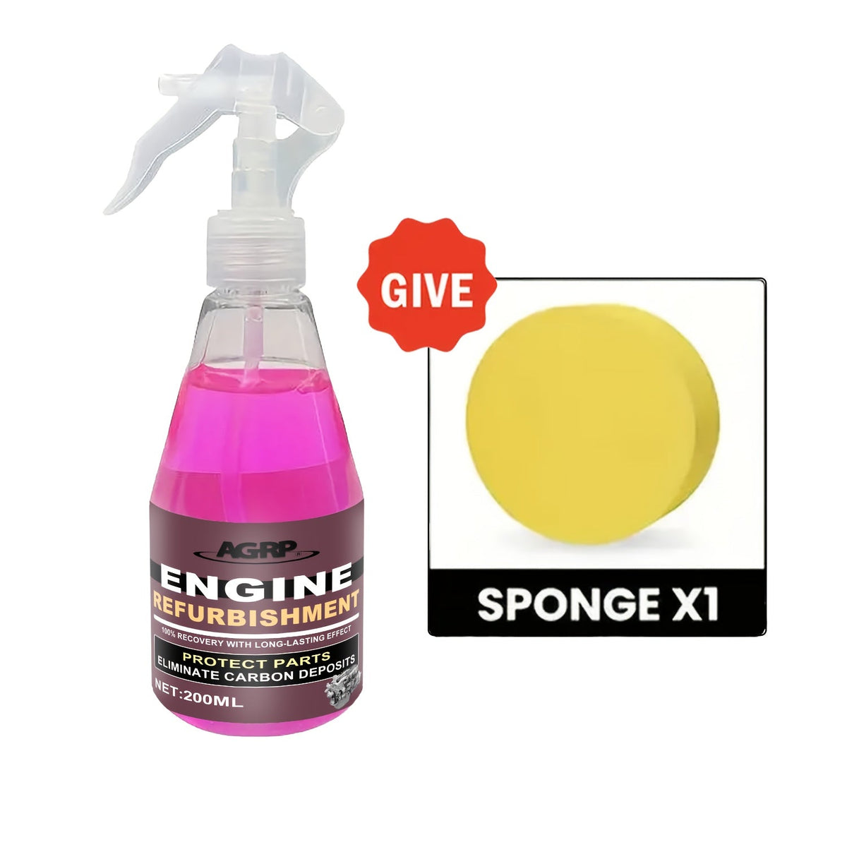 Engine Bay Plastic Care Spray, Gloss Enhancer & Spot Remover, Glycerin Formula for Engine Bay Revival, Auto Detailing Kit, 200ml with Sponge