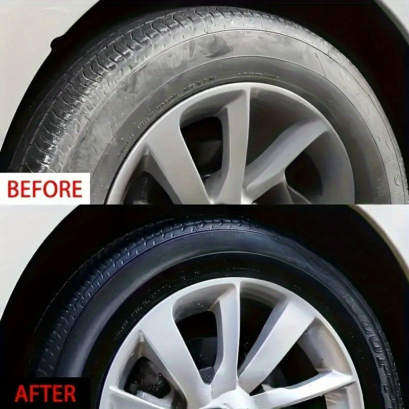 Tire Blackening Wax 30g + Sponge – Long-Lasting Shine, Scratch Concealment & Wheel Restoration for Car Bike Motorcycle | Deep Black Polish