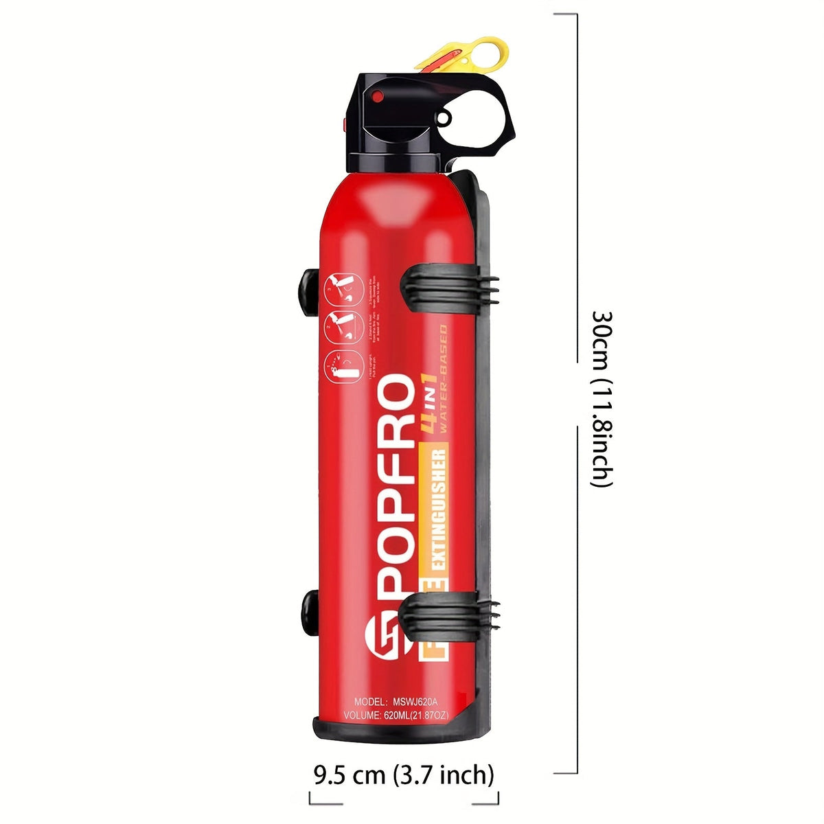 Portable Fire Extinguisher 4-in-1 for Home Garage Kitchen Car, Non-Toxic Easy-Clean Formula, Wall-Mounted, for Electrical & Textile Fires, 1 or 8 Bottles