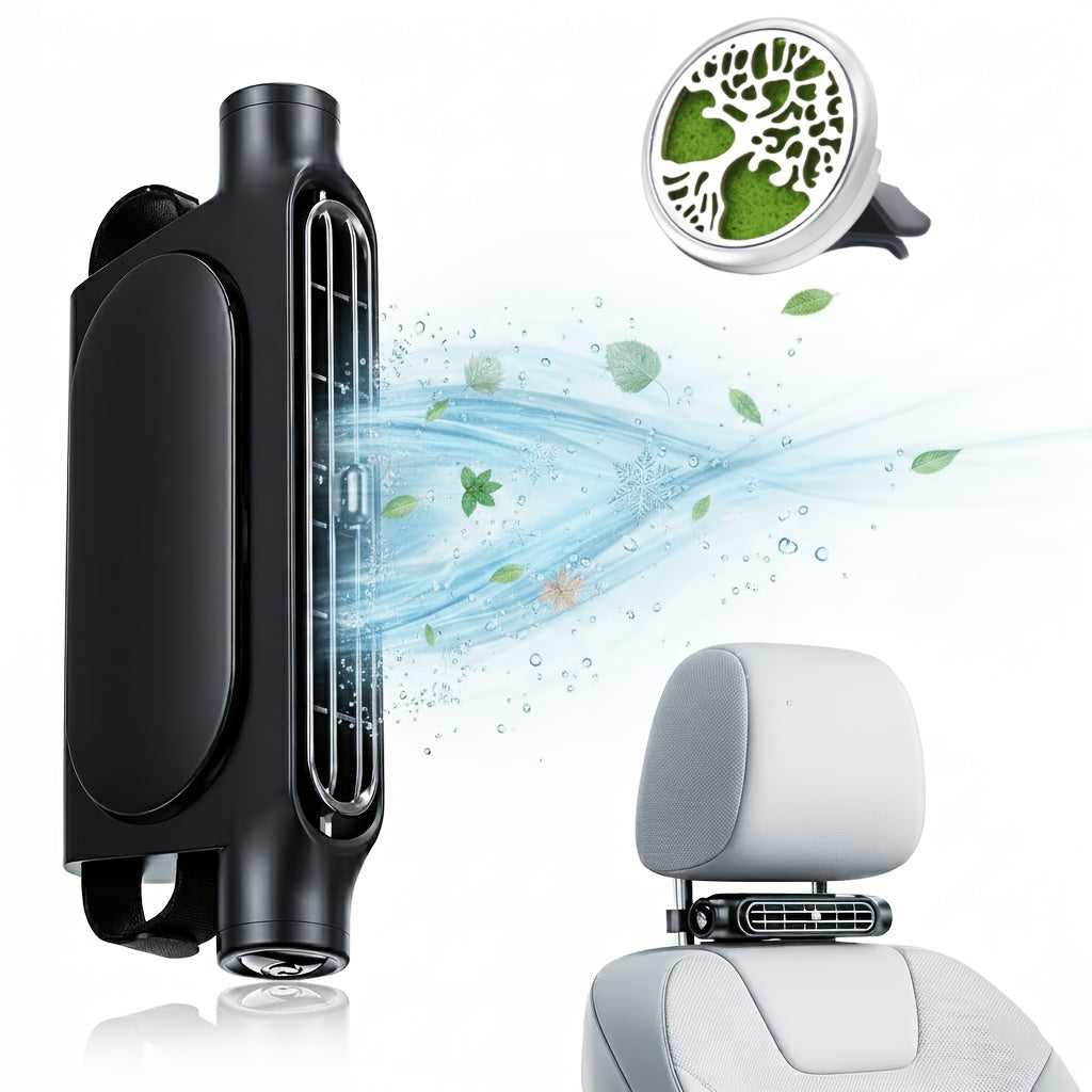 Car USB Bladeless Fan – 3-Speed Quiet Cooling Seat Fan | Plug-and-Play, Fits All Car Models, Black & White