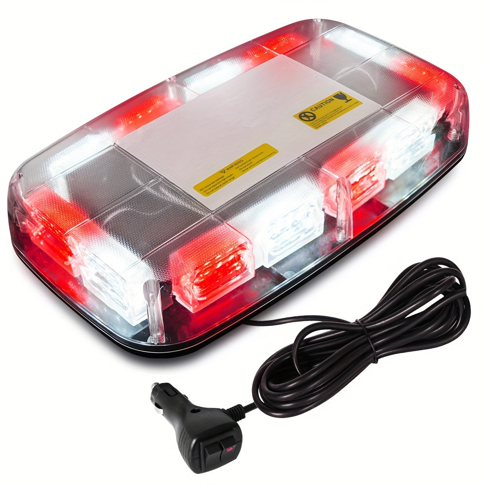 48 LED Roof Strobe Light Bar Emergency Warning Light IP67 Waterproof Magnetic Mount 12V 24V for Plow Truck Construction Vehicle Car Amber Green Red White