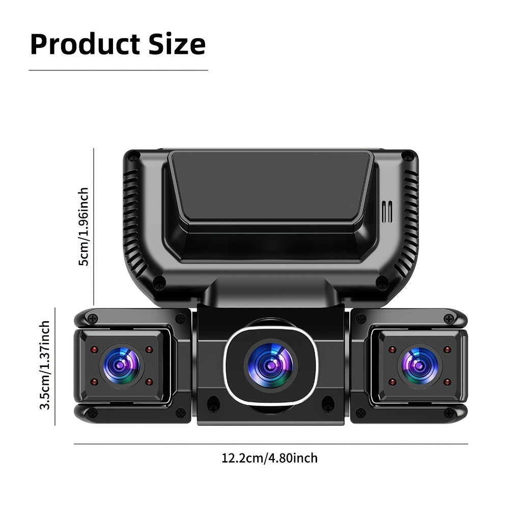 360° Dash Cam 4-Channel with Night Vision, 3.16" IPS Screen, WiFi, G-Sensor, Parking Mode & 32GB Card – Front Rear Side Car Camera
