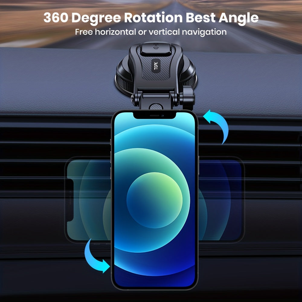 Magnetic Car Phone Holder Dashboard Mount | Strong Suction, Horizontal & Vertical, Hands-Free for iPhone 12/13/14/15/16/17 & Android – Black