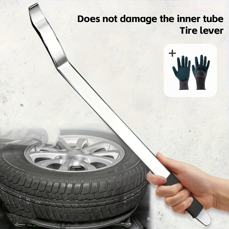 Tire Pry Bar Heavy-Duty Stainless Steel – Non-Slip Rubber Handle Tire Removal Tool for Home Garage & Auto Repair