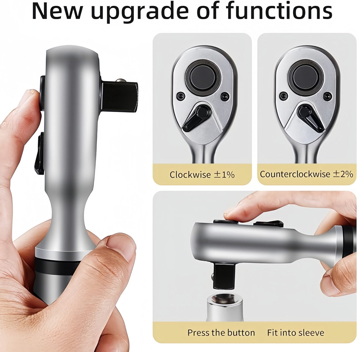 Digital Torque Wrench 1/2" & 3/8" Drive, LCD Display Buzzer & LED Alert, 4-Mode Cr-V, ±1% Accuracy, Preset & Data Storage, for Bike Motorcycle Auto Repair