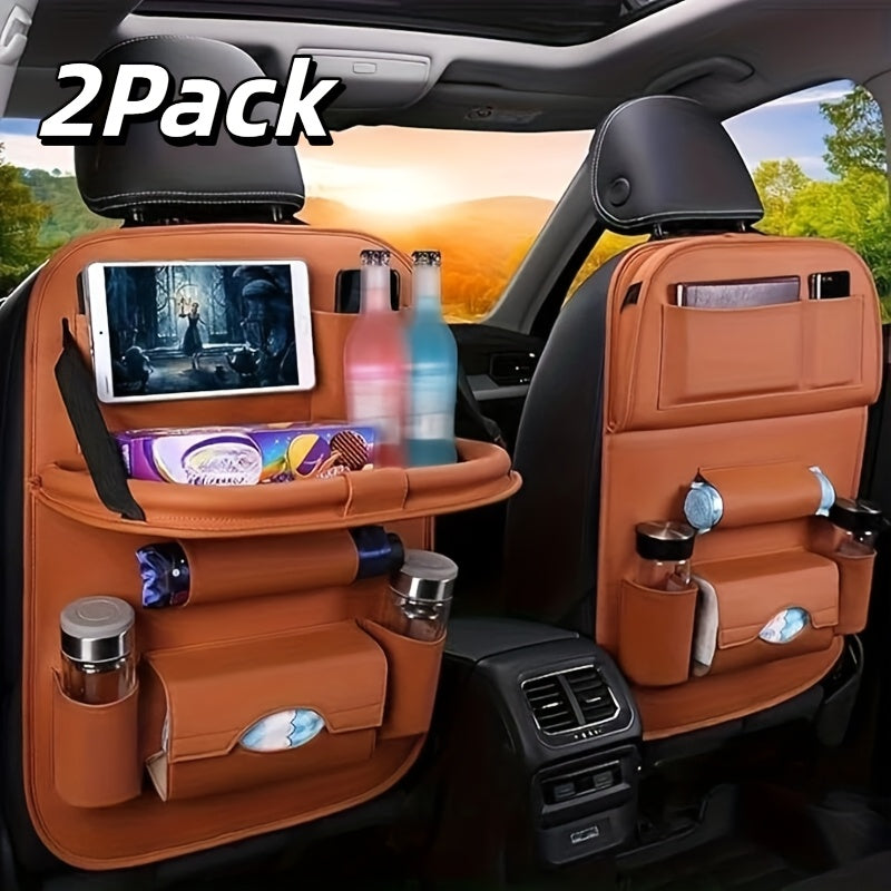 Car Rear Seat Organizer Storage Box – Multi-Function Console with Foldable Table, Footrest, Cup Holder, Tissue Box, Laptop Base & Dining Tray