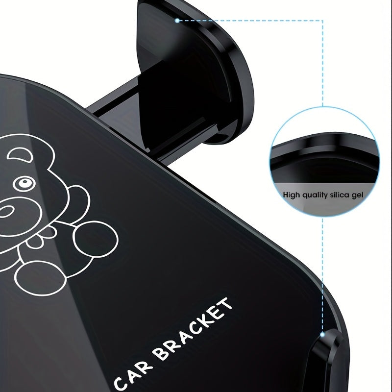 Car Air Vent Phone Holder Bear Cartoon Design, 360° Rotation Dashboard Navigation Mount, Universal Fit for All Smartphones, Cute Car Accessories