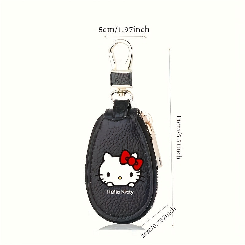 Cute Key Holder Bag with Zipper – Compact Car Key Storage Organizer Keychain Pouch for Home & Car, Pink Burgundy Brown Black