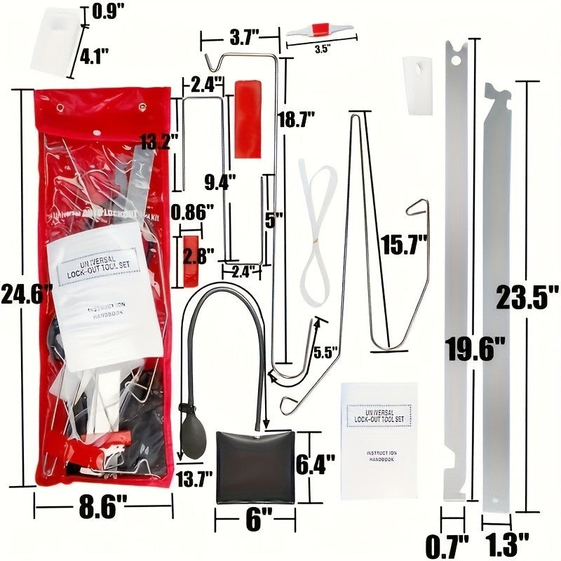 Car Lockout Kit – Air Wedge Pump, Thin Rod, Wide Rod & S-Hook Emergency Car Opening Tool Set for Auto Locksmiths & Roadside Use