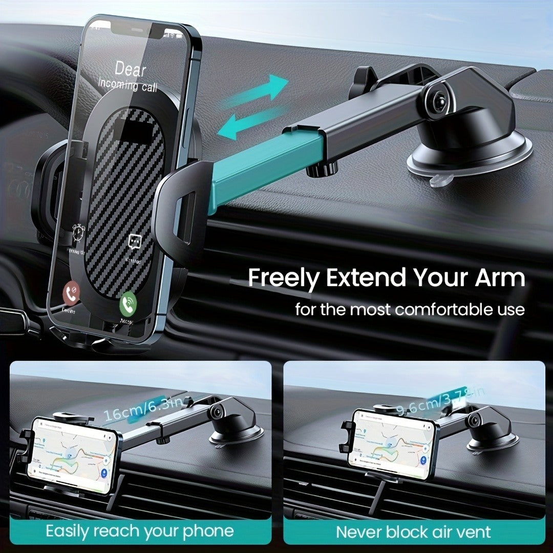 Universal Car Dashboard Phone Holder, Adjustable Viewing Angle, Hands-Free GPS Navigation Mount, ABS Grip, Compatible with All Smartphones