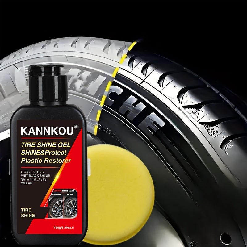 Tire Shine Polishing Agent, Deep Black Ceramic Spray, 4.06oz + Sponge, Wheel Restorer for Cars & Motorcycles, Durable Exterior Shine