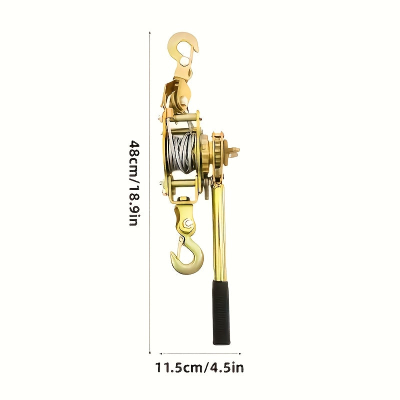 Manual Cable Puller Winch with Double Hook – 1 Ton & 2 Ton Heavy Duty Cargo Binding & Tightening Strap, Steel Wire Rope, Portable Trailer Winch