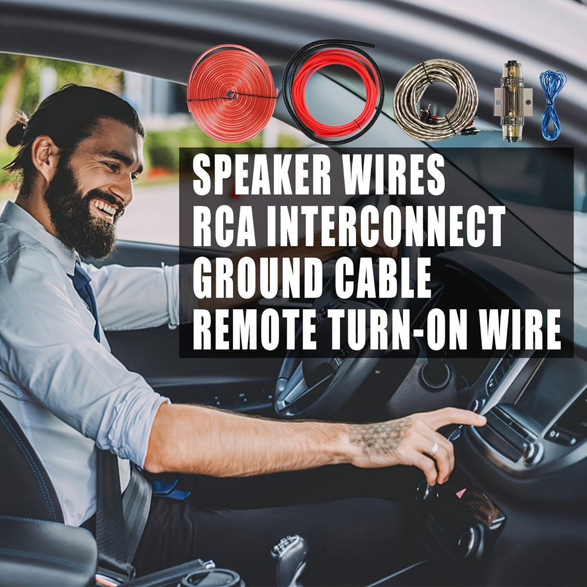 4 Gauge Amplifier Install Kit 2300W – CCA Power & Ground Wire, RCA, Speaker Wire, Remote Wire, AGU Fuse Holder & Accessories