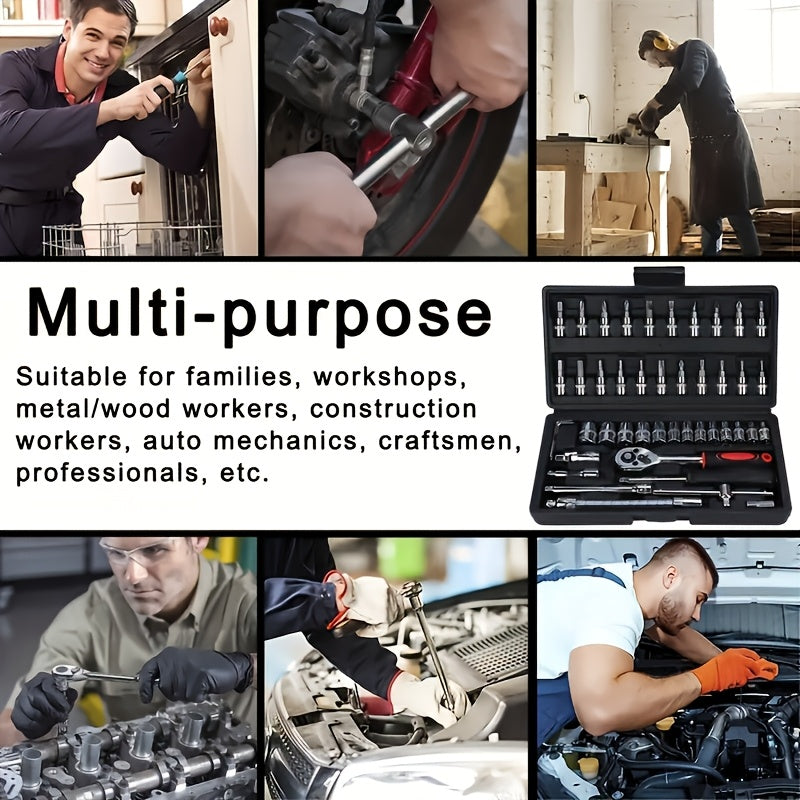 Tool Set 46 & 53 Piece – 1/4", 3/8" & 1/2" Drive Ratchet Wrench Kit for Automotive, Bicycle & Home Repair