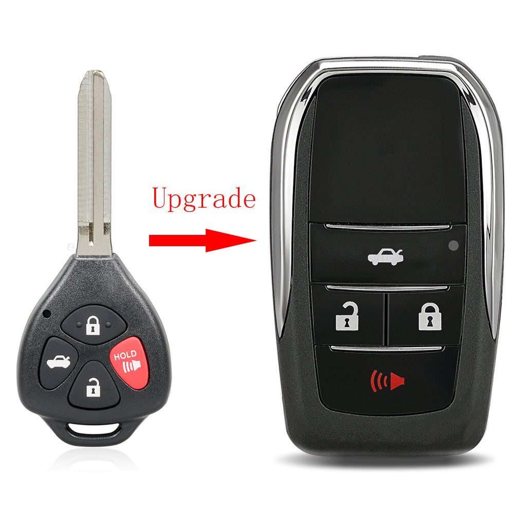 Toyota Flip Key Fob Shell Replacement 4 Button - Fits Camry Corolla Avalon Venza Scion xB 2007-2012, FCC HYQ12BBY GQ4-29T MOZB41TG, 2 Pack