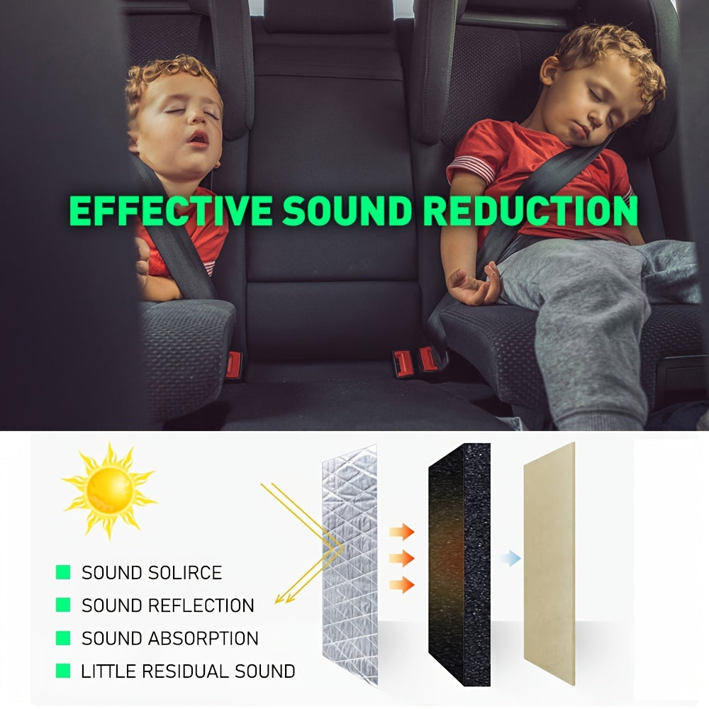 Automotive Aluminum Heat & Sound Insulation Mat 10mm, 315"x16" Roll, Black with Grey Backing, Thermal Noise Barrier for Car Door Floor Hood