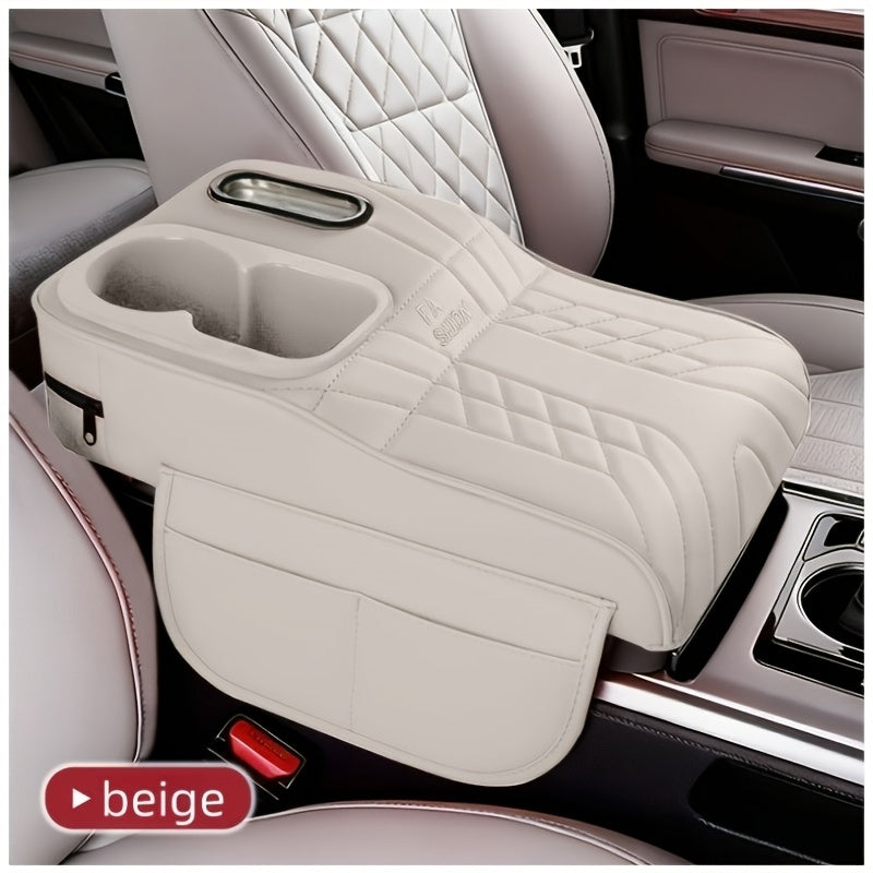 Car Center Console Organizer Tray with Cup Holder & Tissue Box – Multi-Color Non-Slip Storage Mat for Vehicle Interior