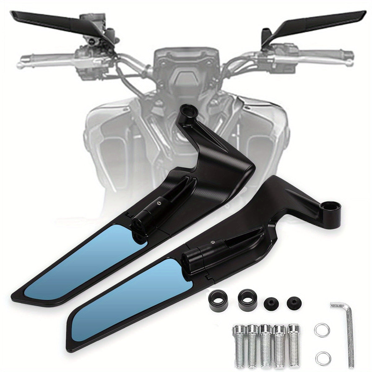 Motorcycle Rearview Mirrors Adjustable Wind Wing Side Mirrors 360° Rotation Compatible with Kawasaki Z400 Z650 Z900 KTM 390 Duke 1290 Super Duke R Street Bikes