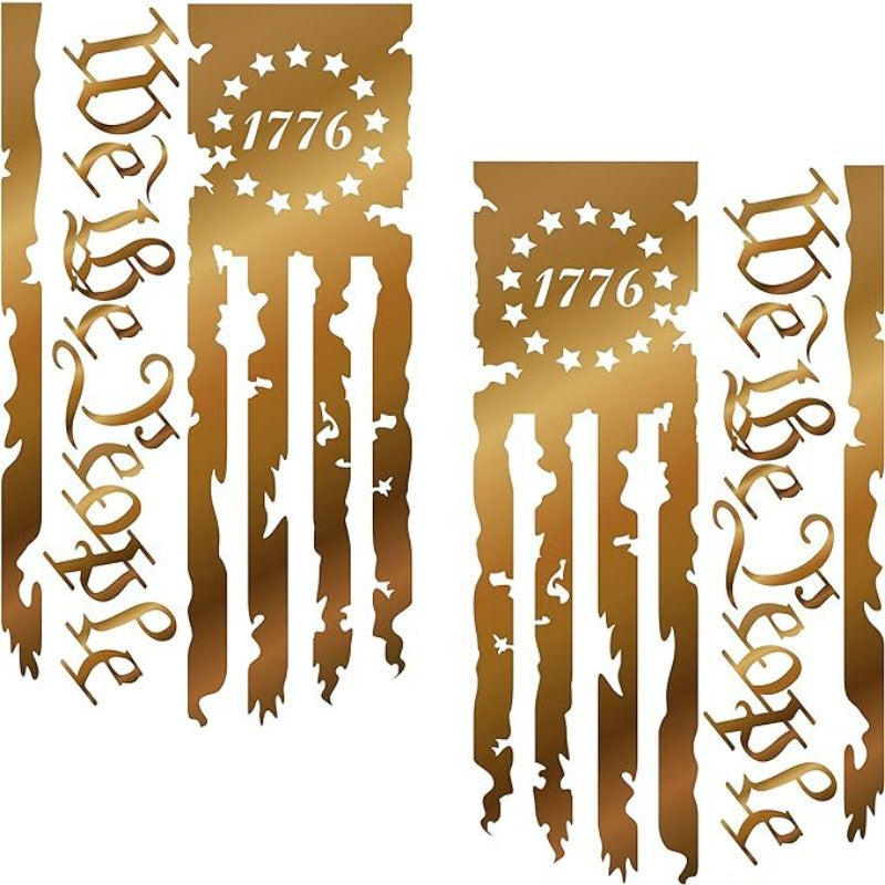 We The People American Flag Vinyl Stickers 2pcs – USA 250th Anniversary Patriot 1776 Decals for Truck Tailgate Car Window Home, Black White Red