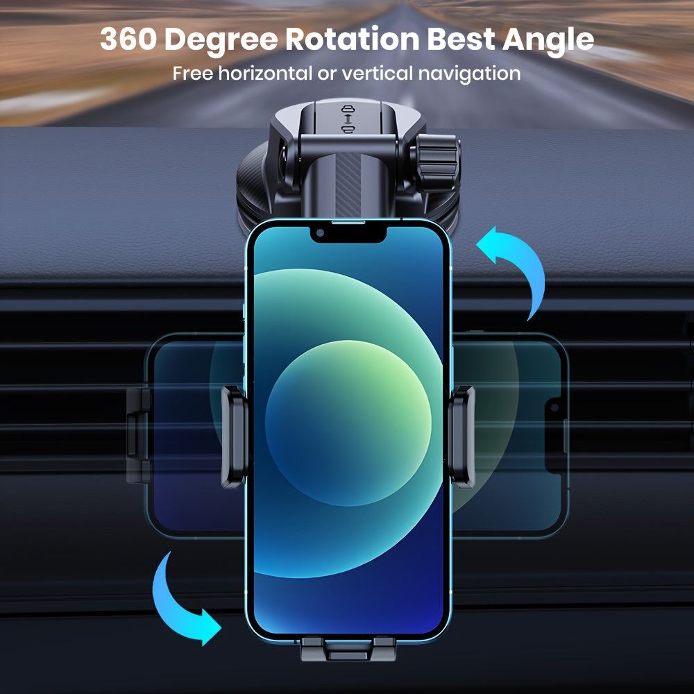 TOPK Upgraded Car Phone Holder Mount – Universal Dashboard Cell Phone Stand | Adjustable Grip for iPhone, Samsung & All Android Smartphones