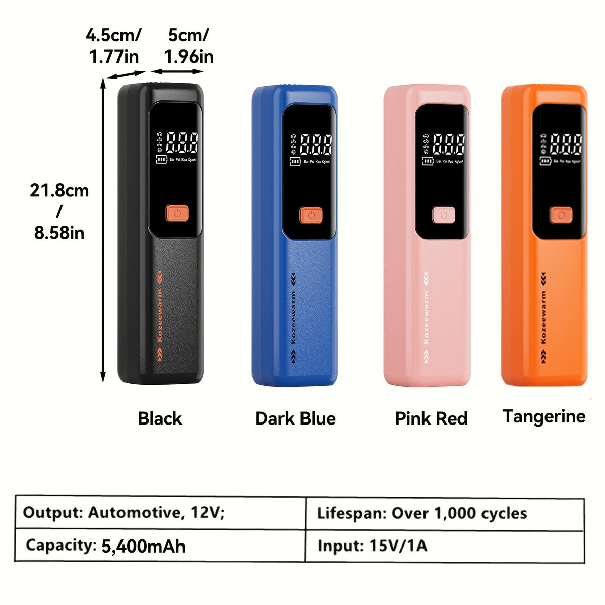 Cordless Portable Tire Inflator Air Compressor Digital Gauge USB Rechargeable 3X Fast Inflation for Car SUV Bike Motorcycle Sports Ball Black Pink Blue Orange