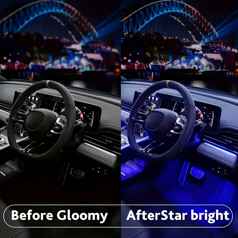 Car LED Ambient Light Strip – USB Powered Neon Footwell Interior Atmosphere Light, High Brightness, Easy Install, No Battery Required
