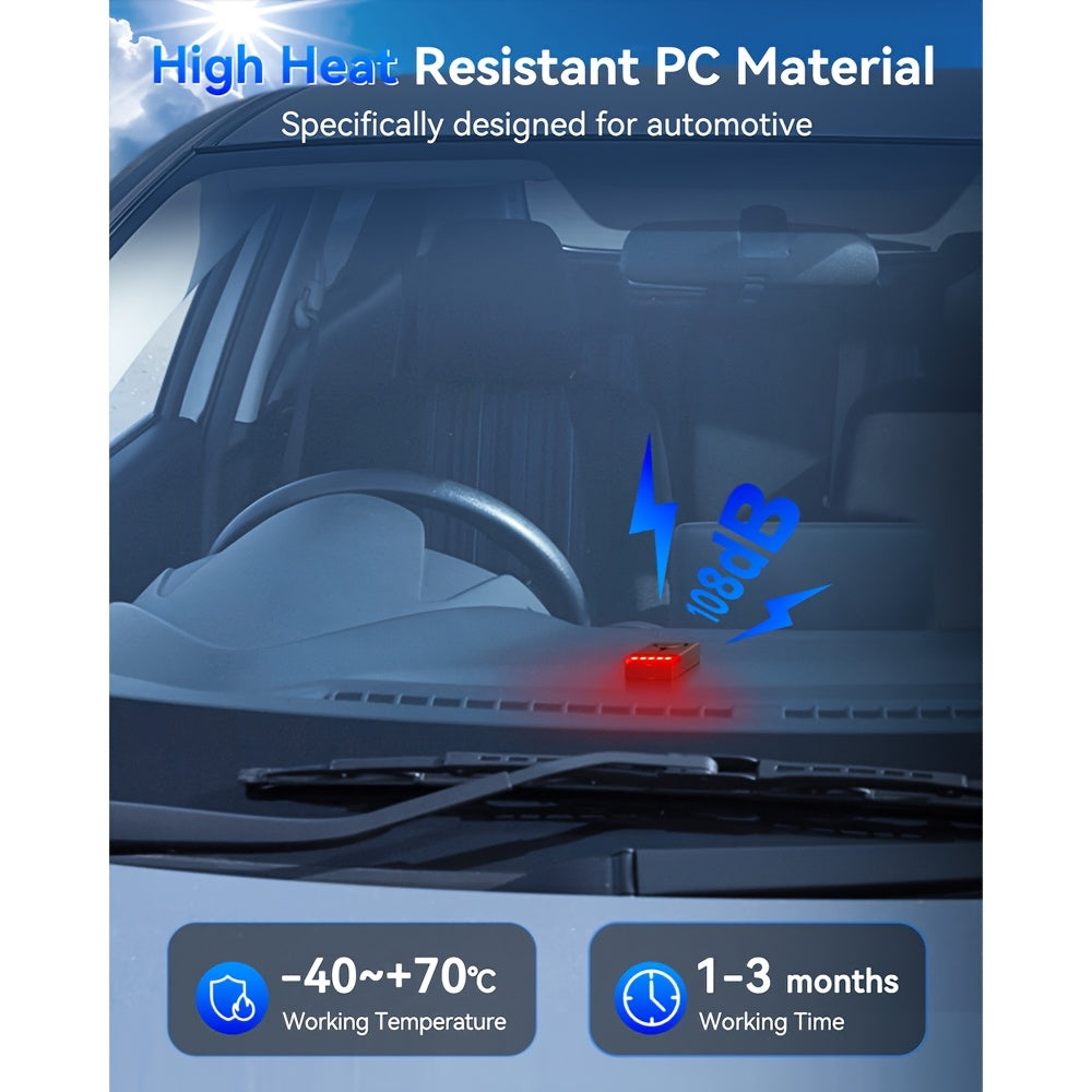 Car Vibration Alarm System 108dB – Wireless Remote Anti-Theft Sensor with LED Flashing Light, 3D Accelerometer, Magnetic Mount, Universal Vehicle Security Alert