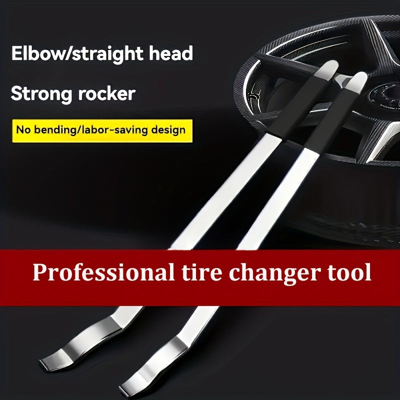 Tire Pry Bar Heavy-Duty Stainless Steel – Non-Slip Rubber Handle Tire Removal Tool for Home Garage & Auto Repair