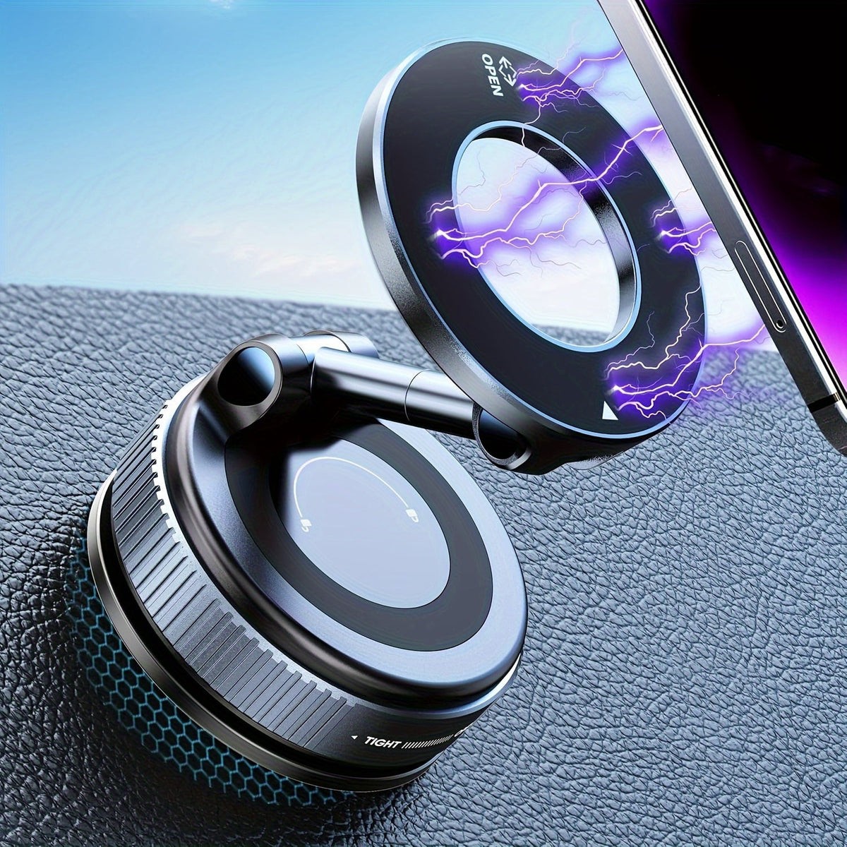 Magnetic Phone Mount 360° Rotation, Foldable Portable Phone Holder for Car Dashboard, Gym, Mirror & Smooth Surfaces, Universal Fit for All Smartphones