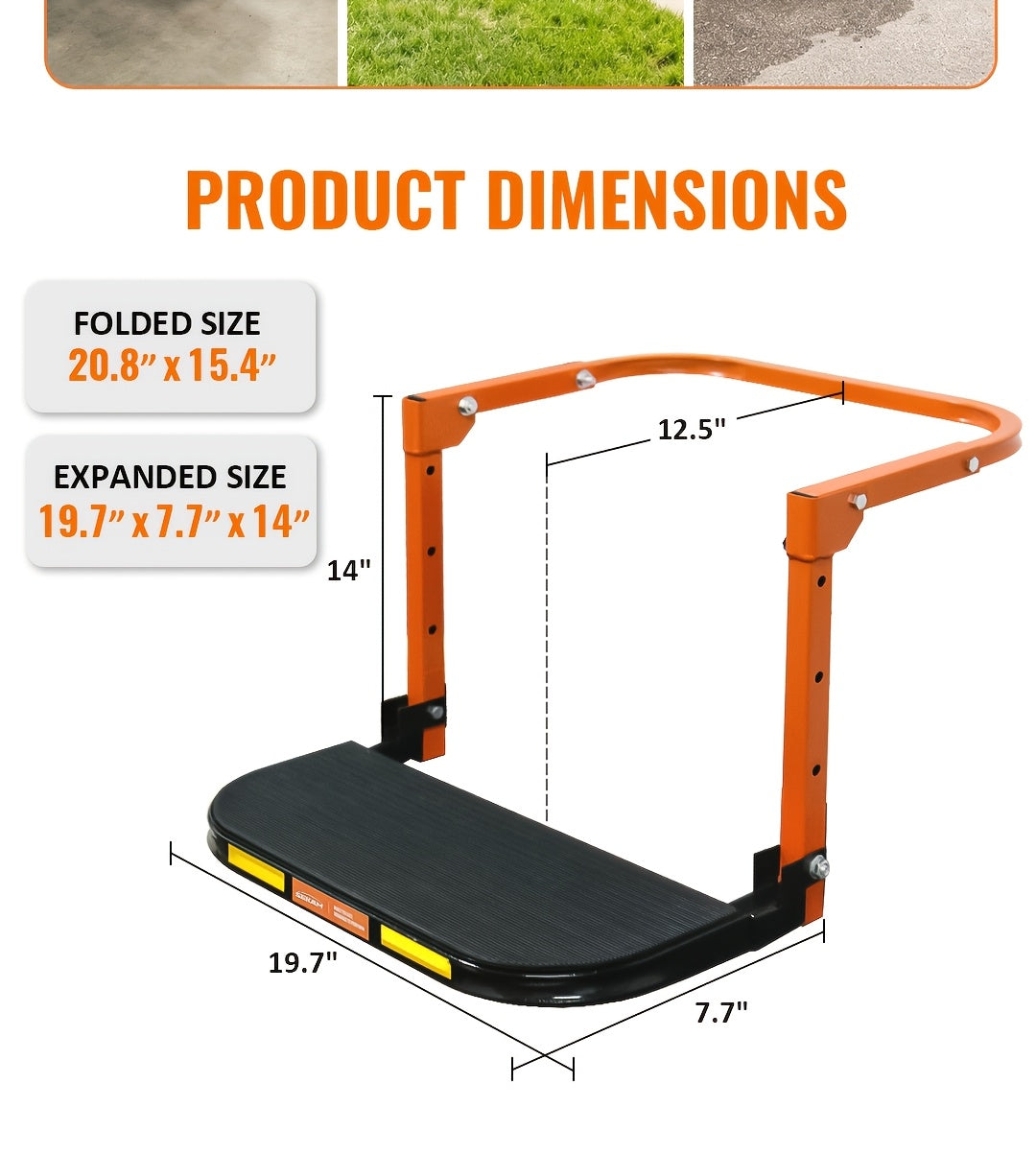 Tire Step Ladder for Truck SUV – Foldable Anti-Slip, Adjustable Height, 300/650 Lbs Capacity, Fits Tires Up to 13.5" Wide, Telescopic Roof Rack Climbing Step for Trailer Pickup