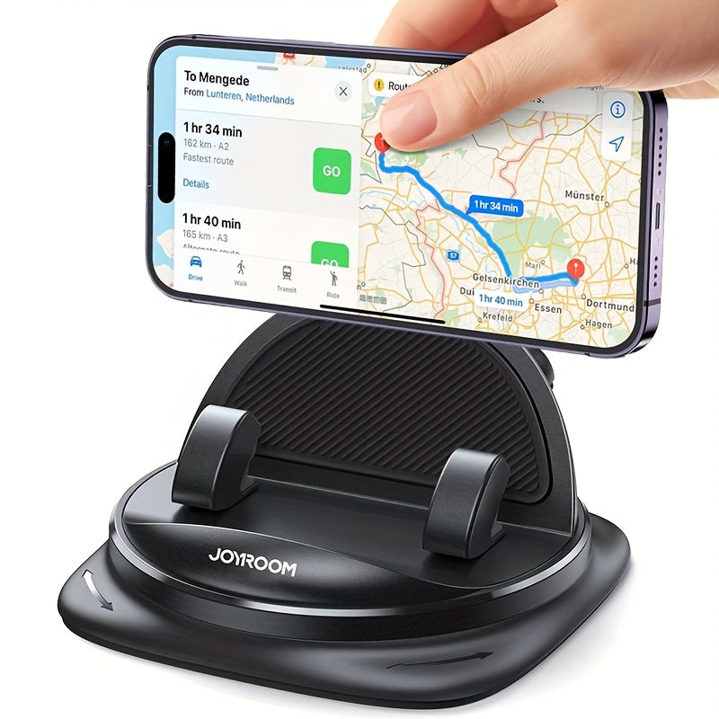 JOYROOM Dashboard Phone Mount Rotatable – Spring-Loaded Grip, Non-Slip ABS Car Holder for iPhone & All Smartphones