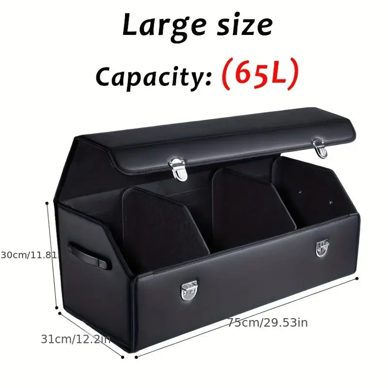 Car Trunk Organizer with Lid 65L Collapsible – Multi-Compartment Foldable Storage Box | SUV Truck Minivan Large Capacity Cargo