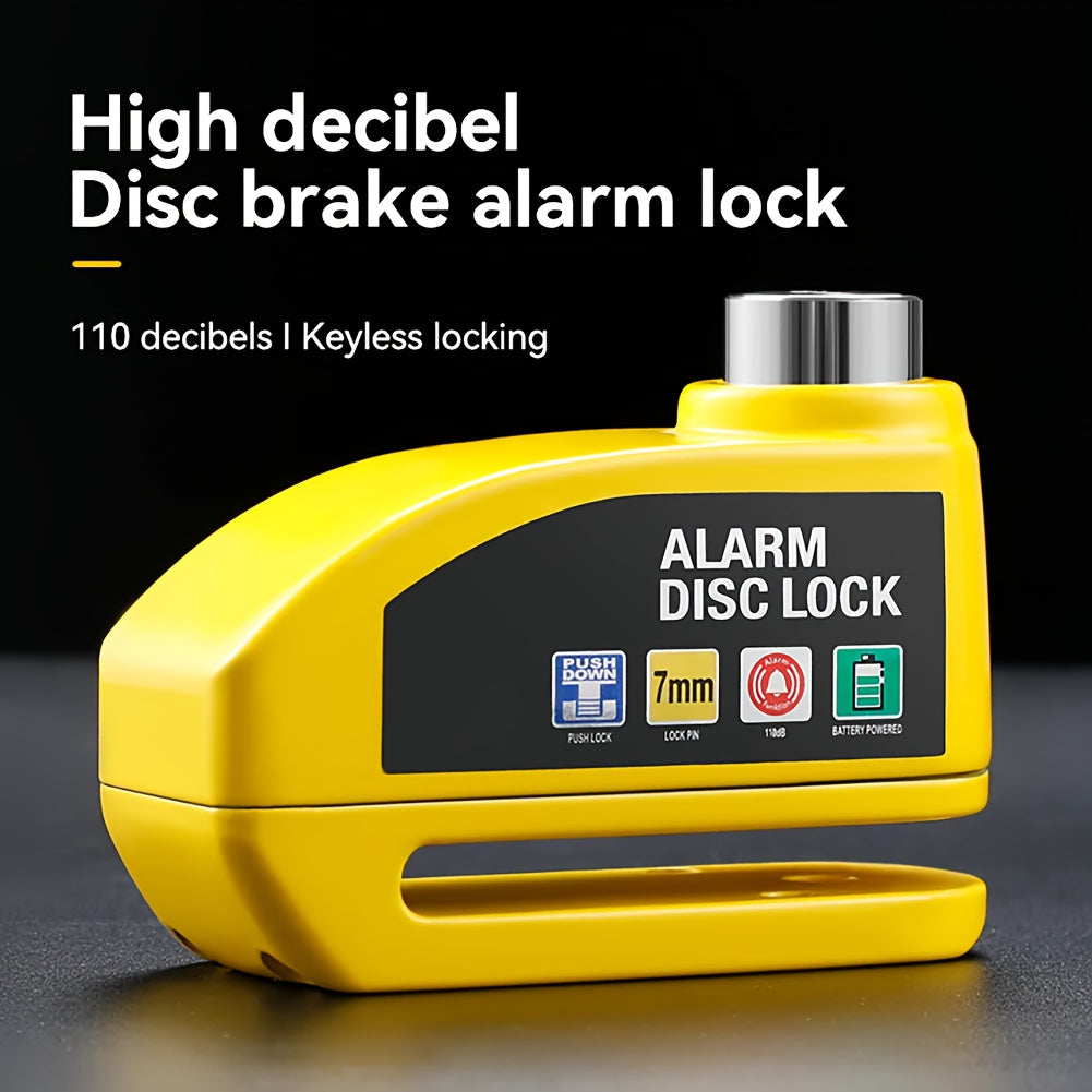 Motorcycle Alarm Disc Brake Lock 110dB – Anti-Theft Wheel Security Lock for Motorcycle, Scooter & Bicycle | Yellow, Black
