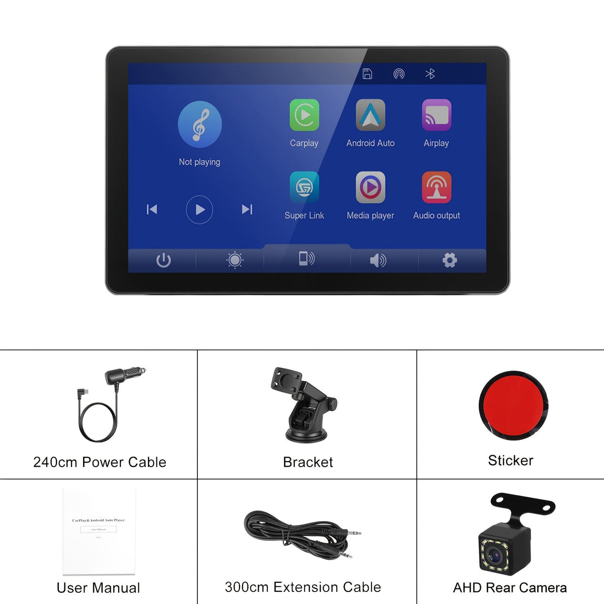 Portable Car Stereo with Wireless CarPlay & Android Auto, 10.26 Inch 1080P Touchscreen Car Radio Receiver with Voice Control, FM Transmitter, Backup Camera Support & Handsfree Calling for All Vehicles