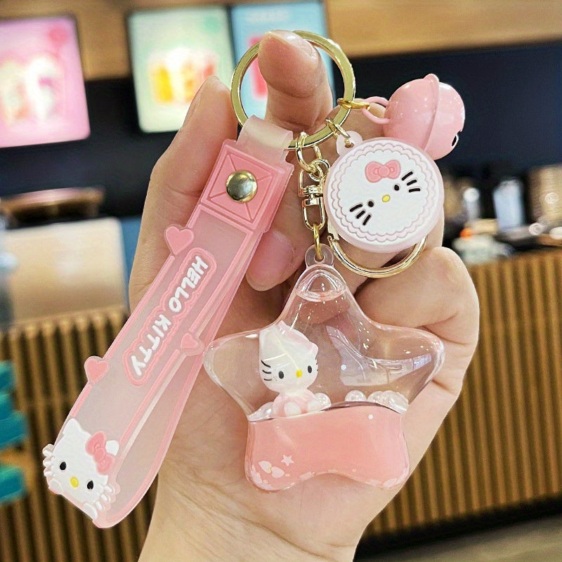 Cute Quicksand Keychain – 2D Flat Cartoon Doll Car Key Chain Bag Pendant for Women & Girls, Multiple Styles