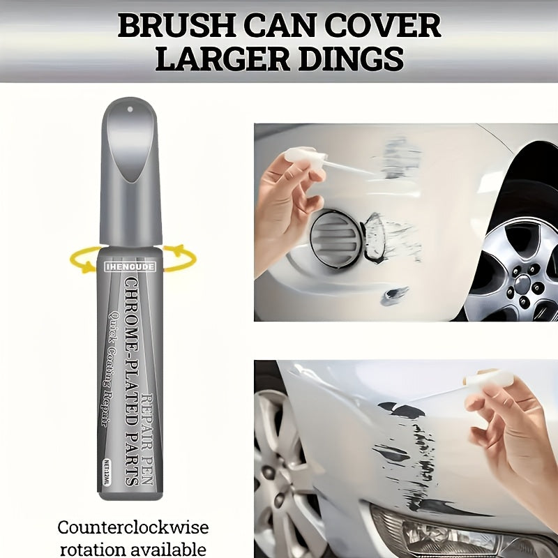 Chrome Scratch Repair Pen – Silver Touch-Up Paint Pen for Car Wheel Hubs, Door Handles, Emblems & Metal Chrome Parts