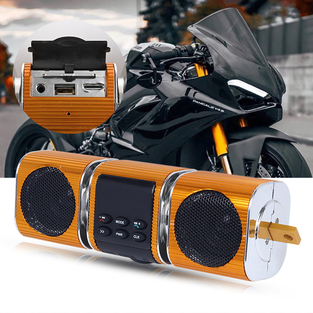 Motorcycle Sound Bar with Built-In Amplifier 12V Wireless Stereo MP3 Player Handlebar Mount for Motorcycle ATV UTV Scooter Off-Road Bike USB Input Button Control