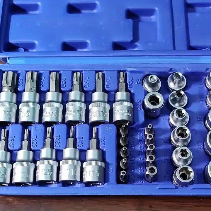Torx Star Bit Socket Set 34/46-Piece – 3/8" Drive, CR-V & S2 Steel, E4–20 & T10–60, Tamper-Proof TT10–TT55, Adapter & Storage Case | Car & Home Use