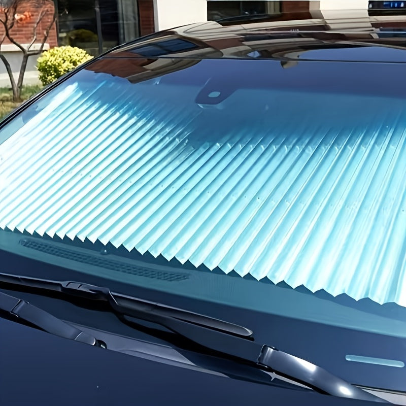 Windshield Sunshade Retractable Aluminum - Auto Adjustable UV Protection & Thermal Insulation, Lightweight Telescoping Sun Shade for Most Car Windshields