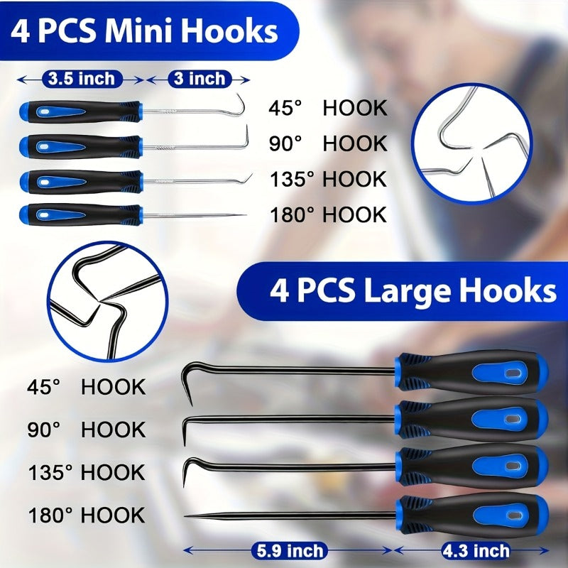 Auto Trim Removal Tool Kit 17Pcs, Car Panel Pry Tools with Picks Metal Scraper Magnetic Telescopic Pickup, for Car Dash Door Panel Bicycle Maintenance