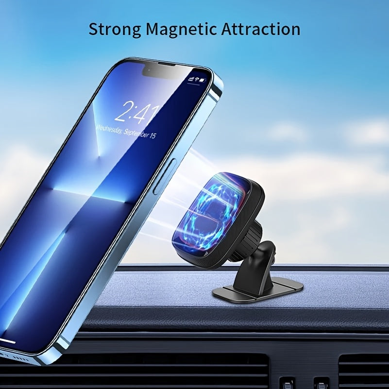 VUXS Magnetic Phone Holder Dashboard – Rotatable Strong Magnet Mount for iPhone & Samsung, 4 Metal Plates & 4 Reinforced Magnets