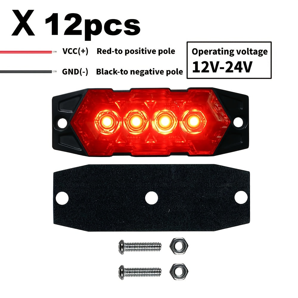 LED Off-Road Work Light 12-Pack, 12V-24V Universal Heavy-Duty LED Pods for ATV UTV Boat Bike, Amber White Red, Waterproof Auxiliary Driving Lights for Off-Road Vehicles