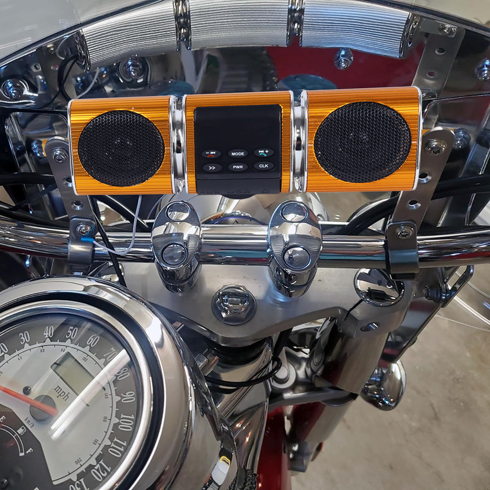 Motorcycle Sound Bar with Built-In Amplifier 12V Wireless Stereo MP3 Player Handlebar Mount for Motorcycle ATV UTV Scooter Off-Road Bike USB Input Button Control